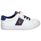 Younger Boys White Logo Trainers, 1, hi-res