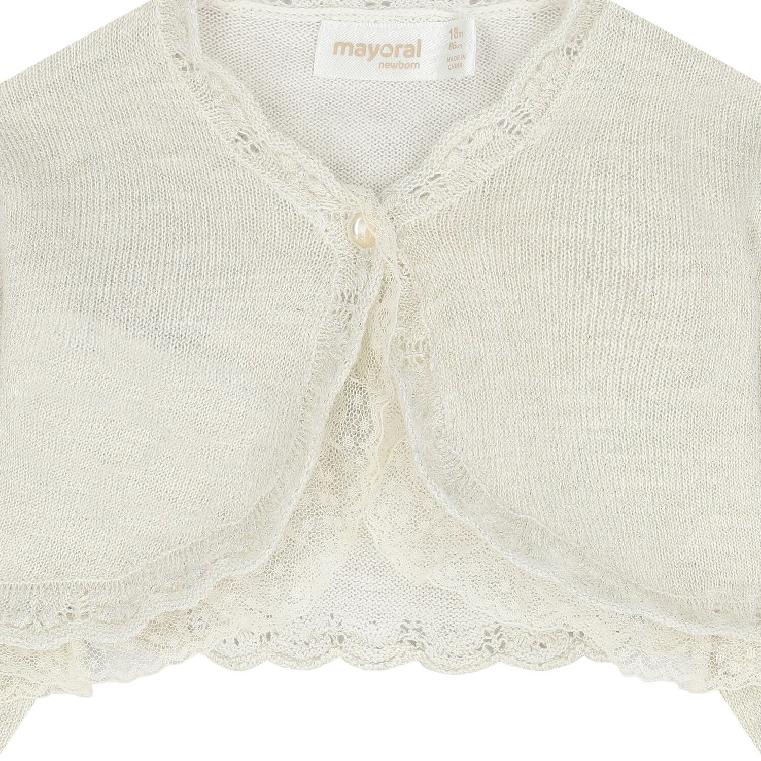 Baby Girls Ivory Knitted Cardigan, 3, hi-res