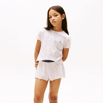Girls Ivory & Pink Logo Pyjamas