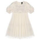 Girls Ivory Sequin & Tulle Dress, 1, hi-res