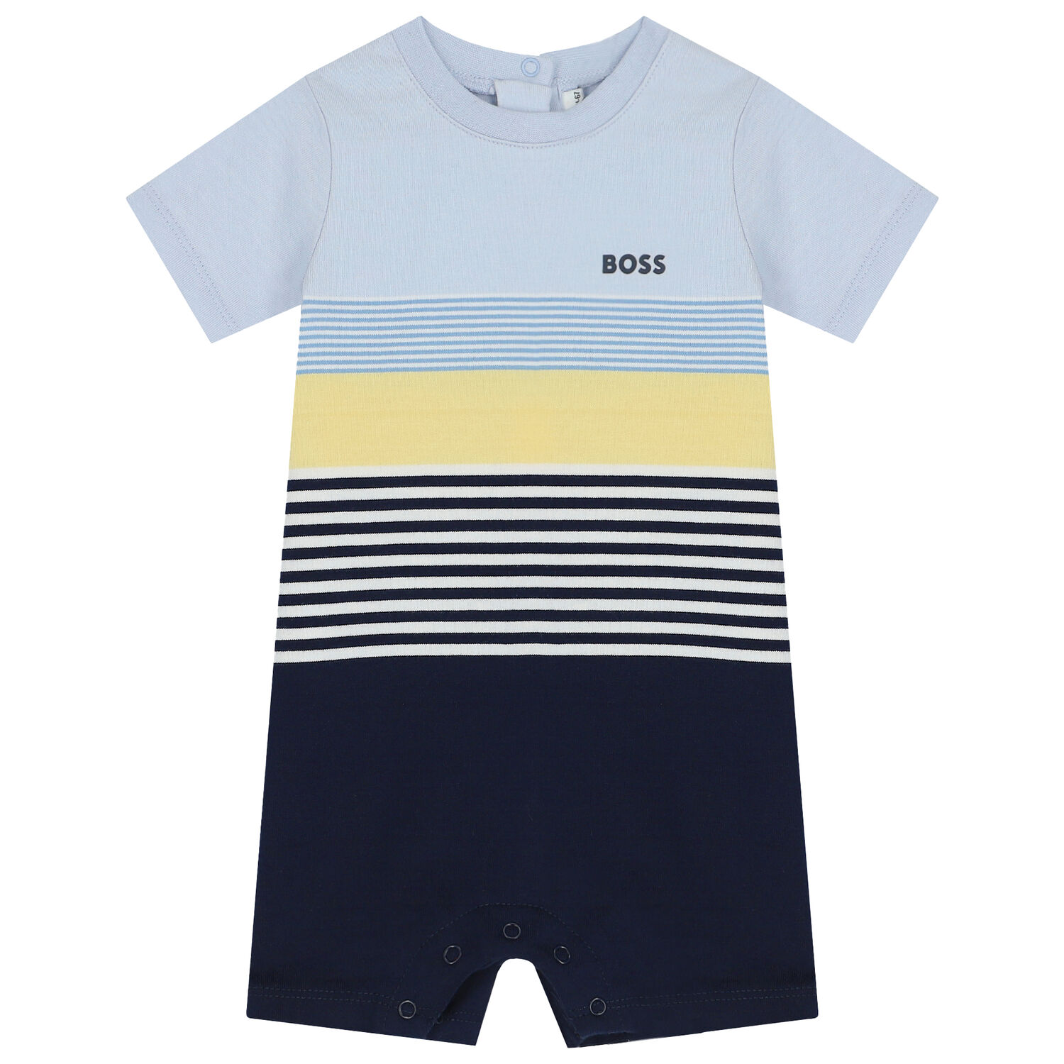 Baby Boys Blue Striped Logo Romper & Hat Set, 1, hi-res image number null