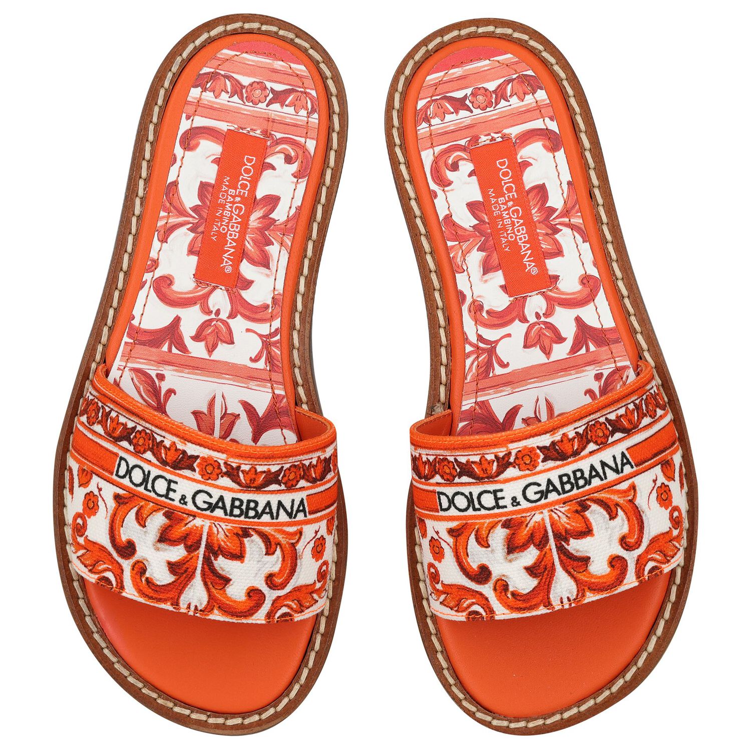 Girls White & Orange Canvas Majolica Sliders, 1, hi-res