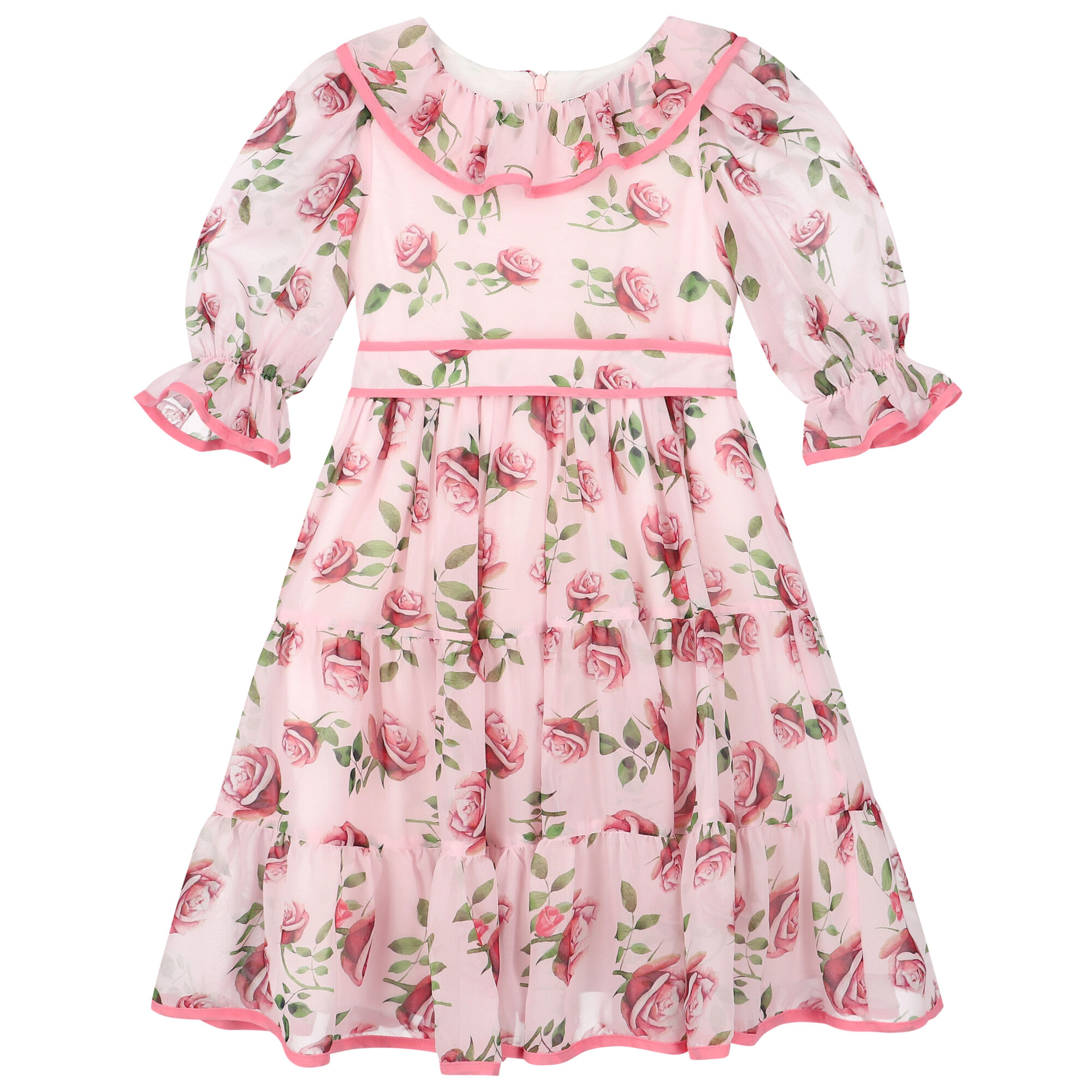 Girls pink floral dress clearance