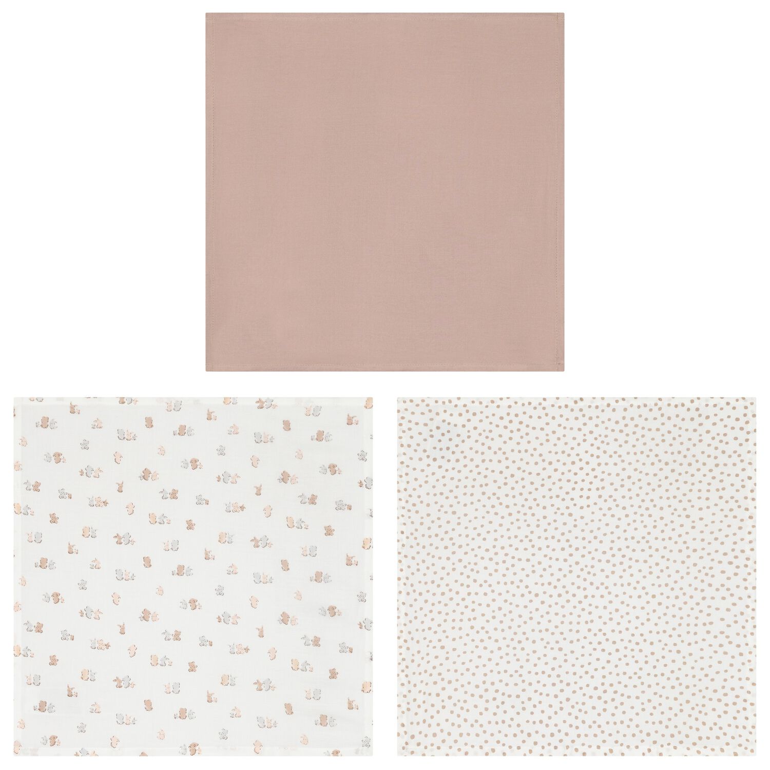 White & Beige Muslin Swaddles (3-Pack), 1, hi-res image number null