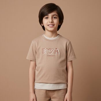 Younger Boys Beige T-Shirts ( 2 Pack )