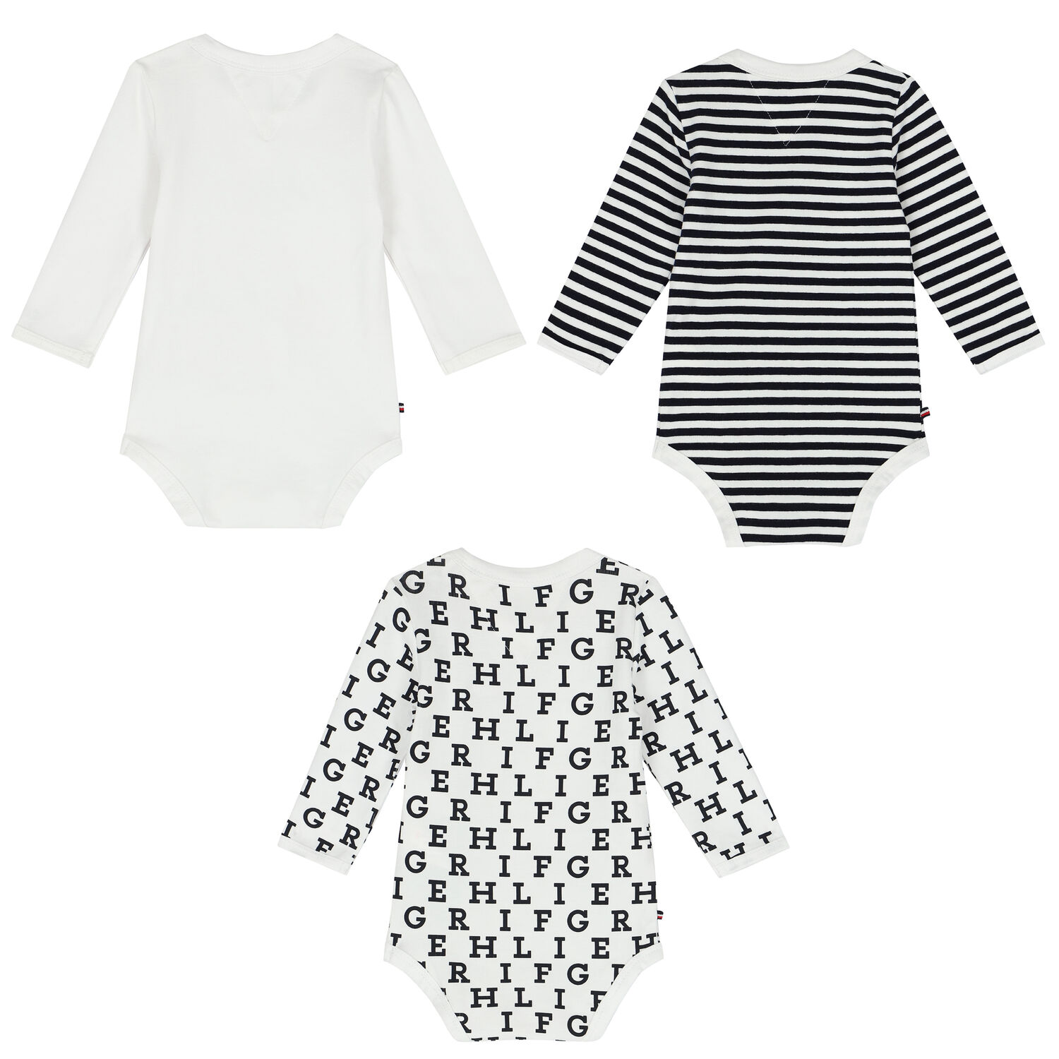 بودى سوت أولاد بالشعار باللون الابيض والكحلى (3 قطع), 1, hi-res image number null