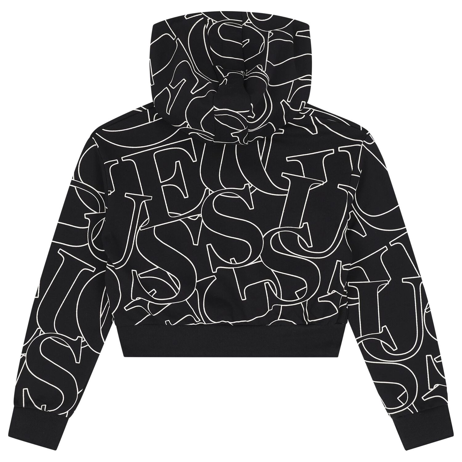 Girls Black Logo Hooded Top, 2, hi-res