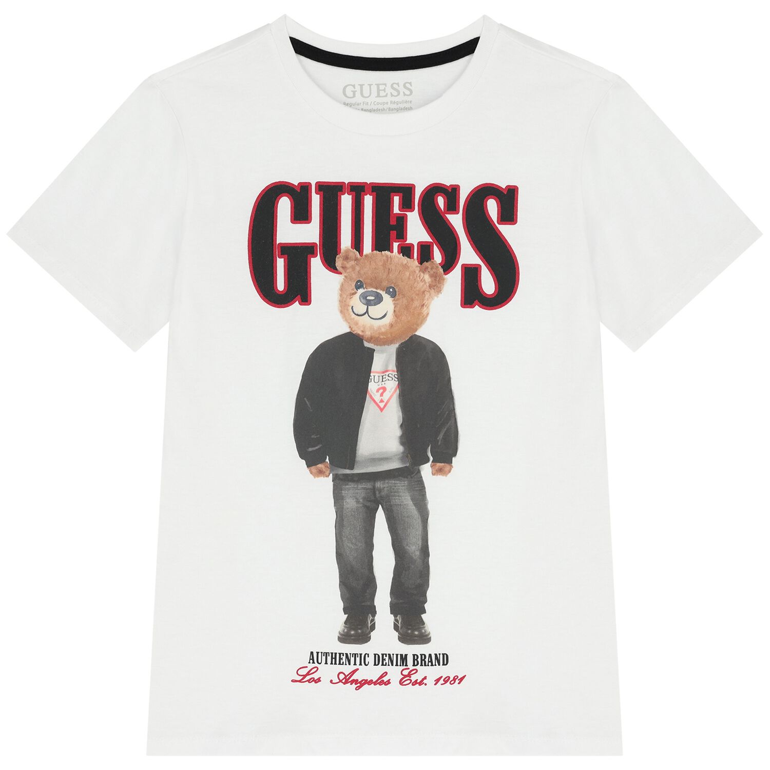 تي شيرت أولاد بشعار دب تيدي باللون الأبيض, 2, hi-res