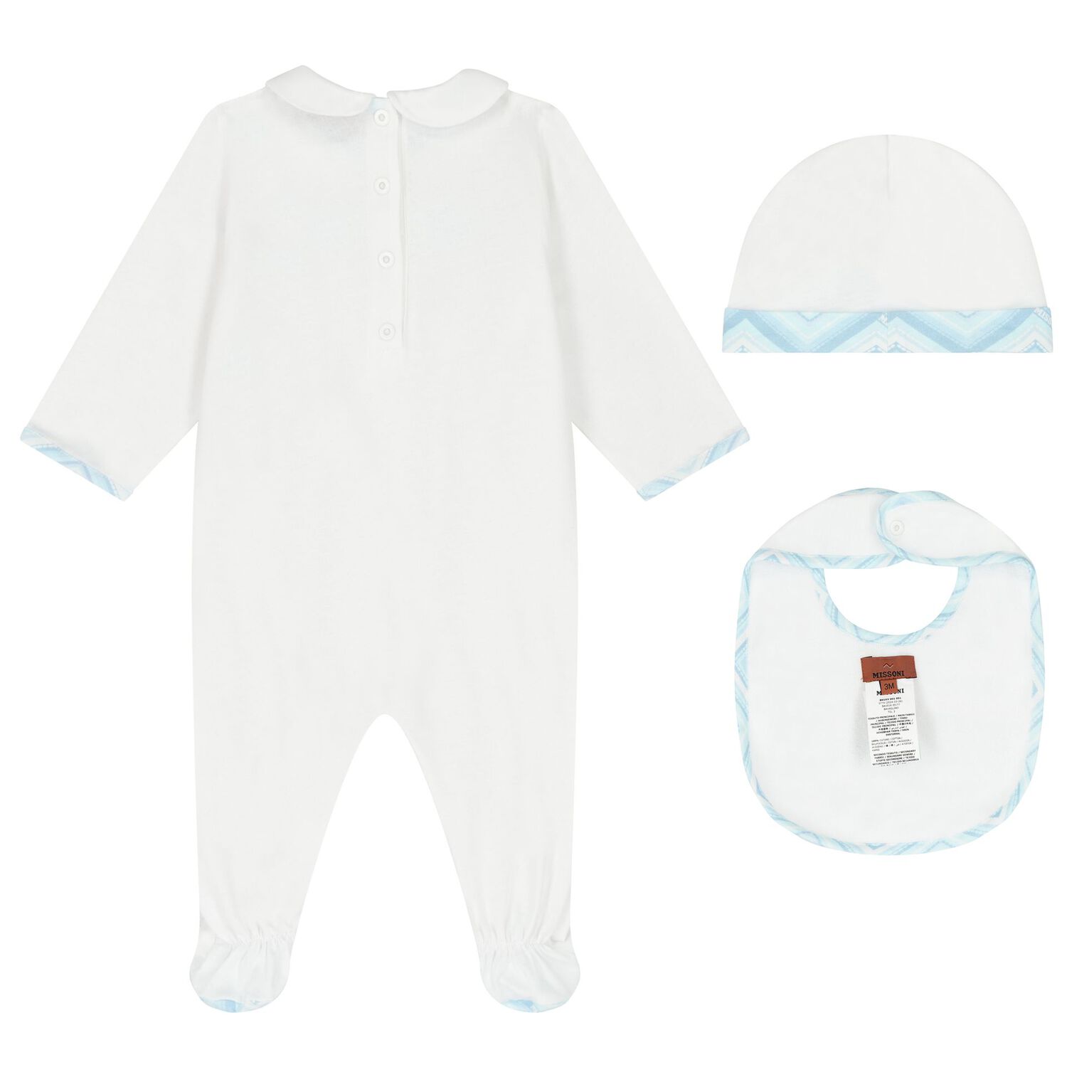Baby Boys White & Blue Logo Babygrow Gift Set, 1, hi-res