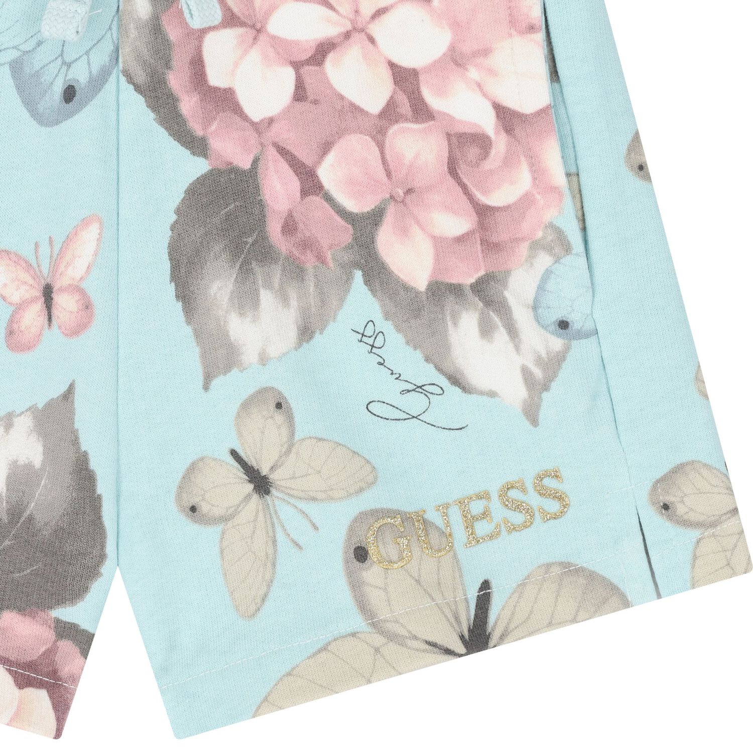 تنورة بنات بطيات بطبعة الزهور باللون الأزرق, 1, hi-res