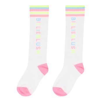 Girls White Logo Socks