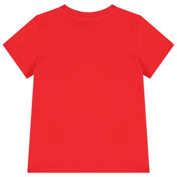 Girls Red Teddy Bear Logo T-Shirt