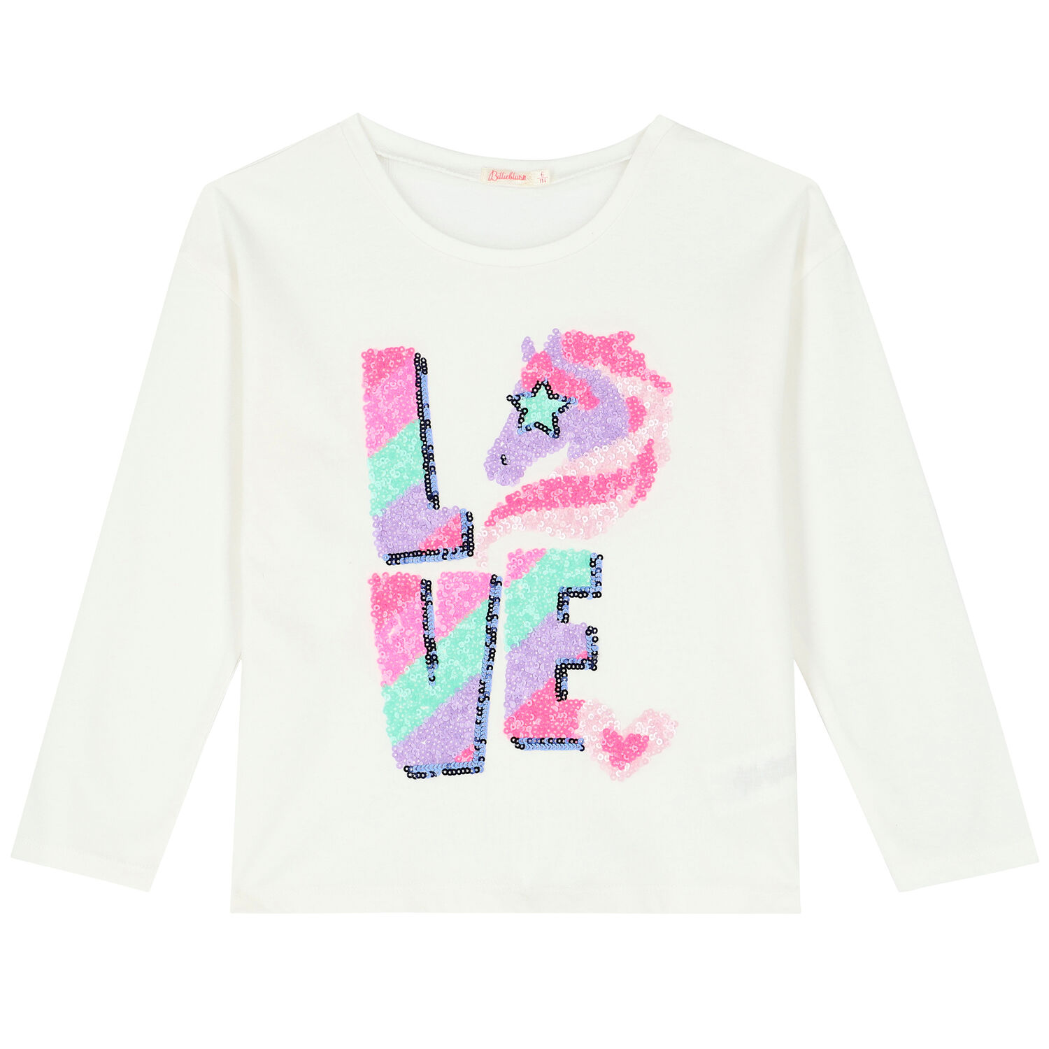 Girls Ivory Unicorn Long Sleeve Top, 1, hi-res image number null