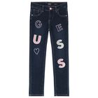 Girls Blue Logo Denim Jeans, 1, hi-res