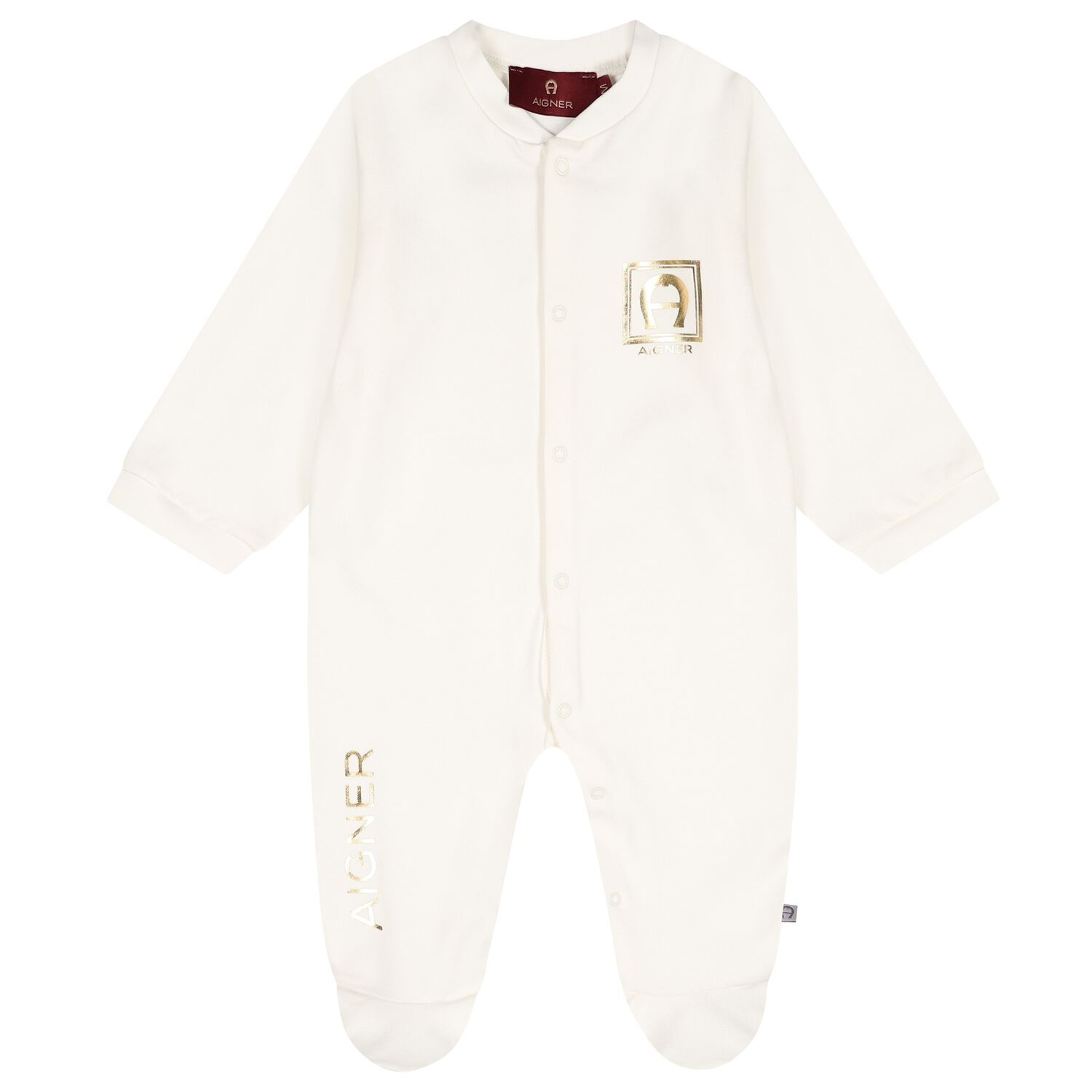 Ivory & Gold Logo Babygrow, 1, hi-res