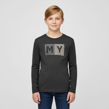 Boys Grey Logo Long Sleeve Top