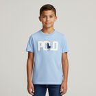 تيشيرت أولاد بالشعار باللون الأزرق, 3, hi-res