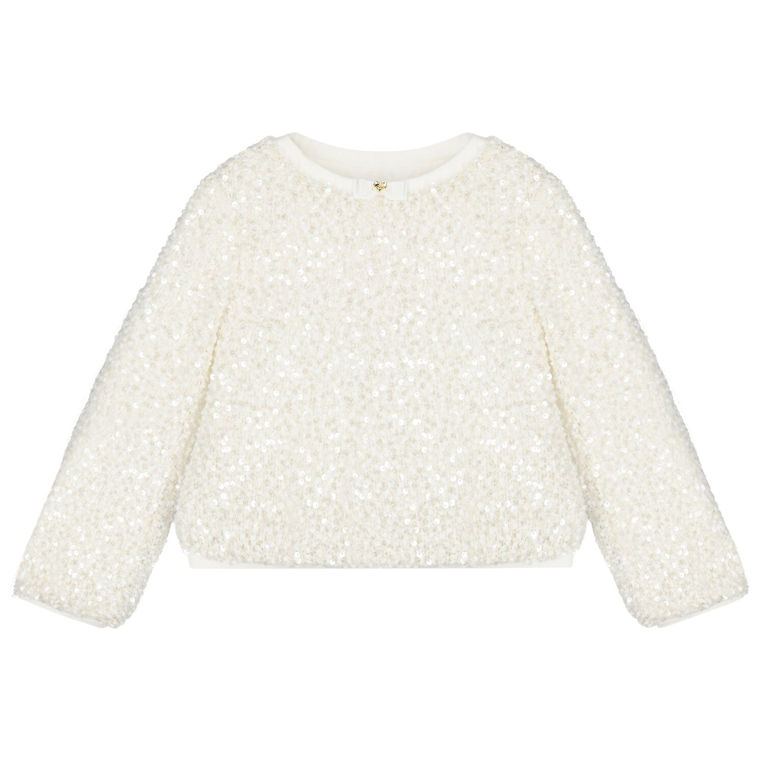 Girls White Sequin Sweatshirt, 1, hi-res