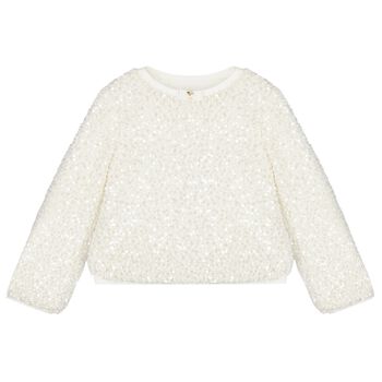 Girls White Sequin Sweatshirt