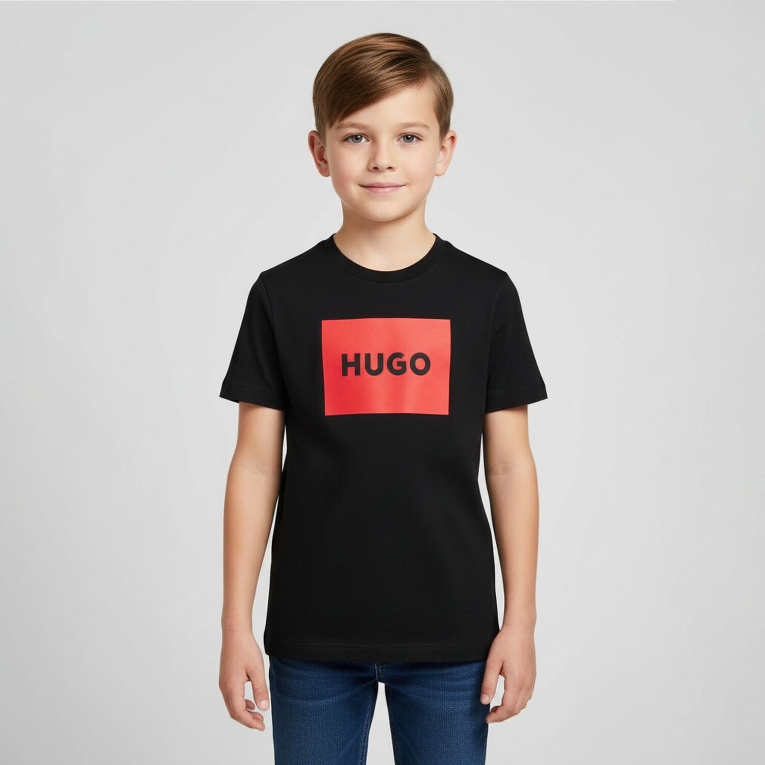 تيشيرت بالشعار باللون الأسود للأولاد , 1, hi-res