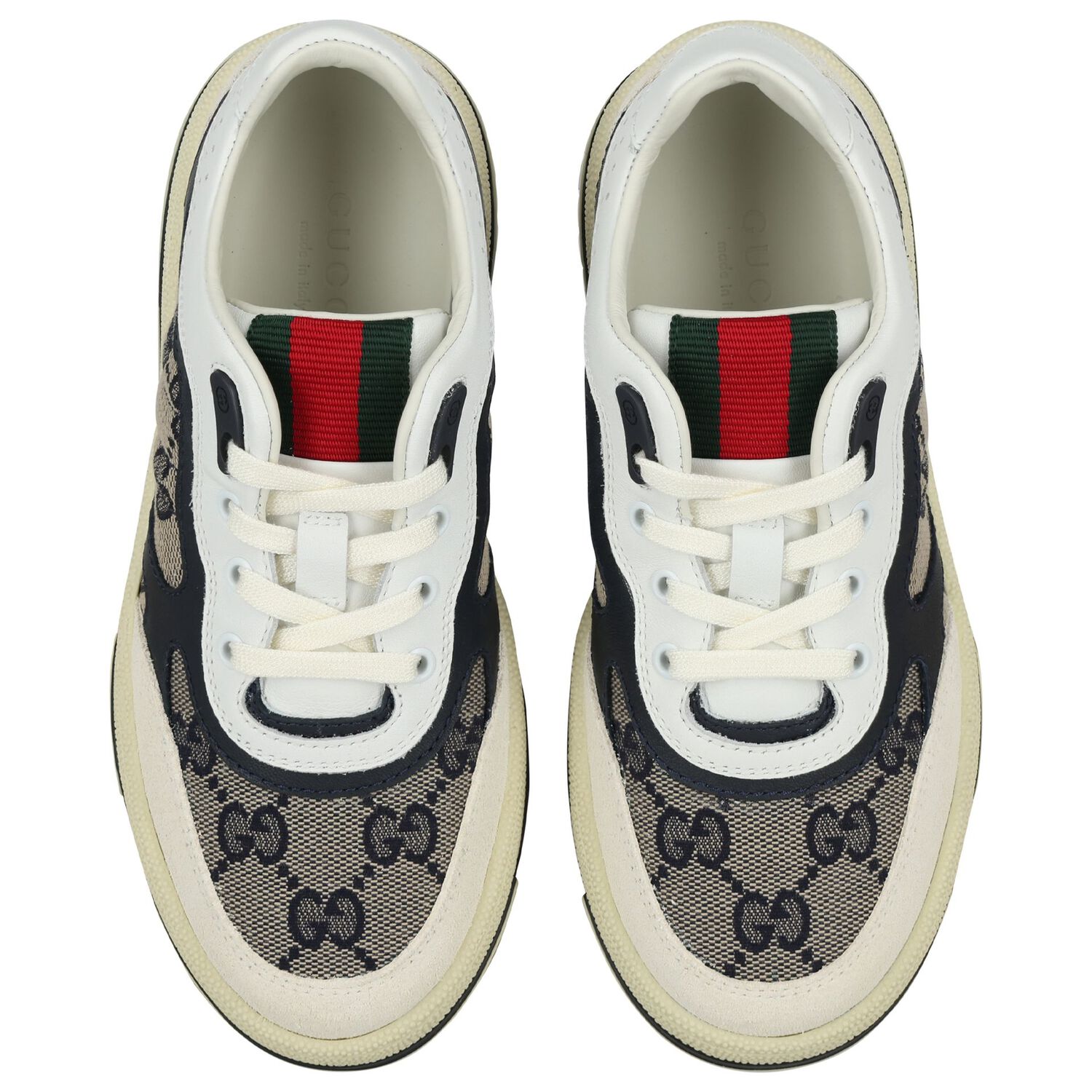 White & Beige GG Supreme Trainers, 1, hi-res