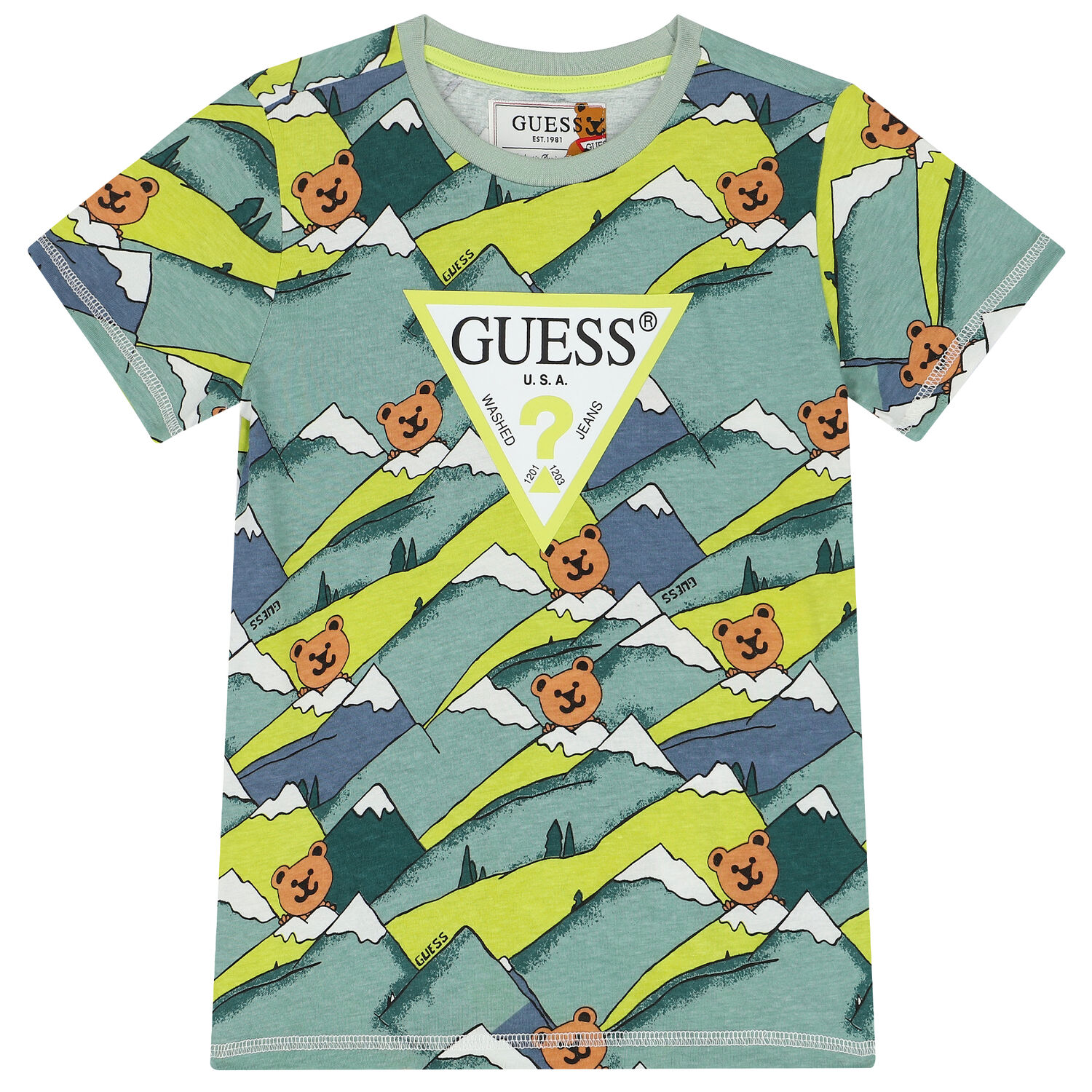 طقم بنطلون بالشعار باللون الاخضر والكحلى للاولاد, 1, hi-res