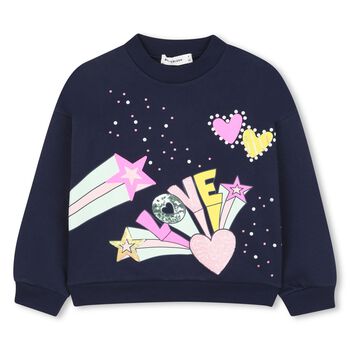 Girls Navy Blue Embellished Sweatshirt 