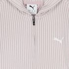 Girls Pink Ribbed Logo Hooded Zip Up Top, 1, hi-res
