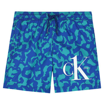 Boys Blue & Green Logo Swim Shorts