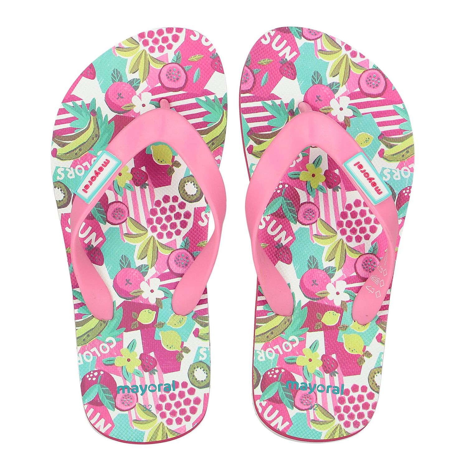 Girls Pink Flip Flops, 1, hi-res