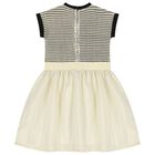 فستان للبنات باللون أسود وذهبي بشعار, 2, hi-res