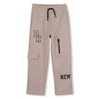 Boys Beige Logo Cargo Trousers, 1, hi-res