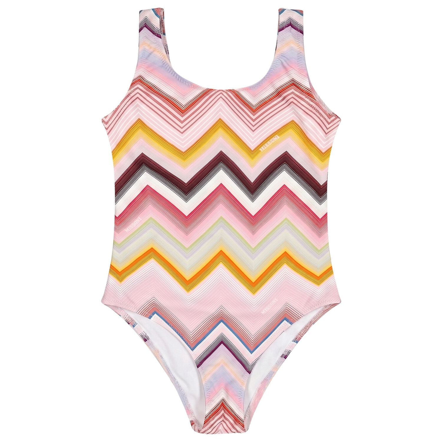 Girls Multi-Coloured Zig Zag Swimsuit, 1, hi-res