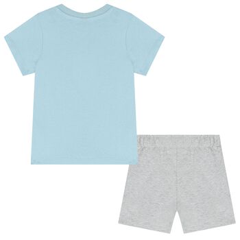 Younger Boys Blue & Grey Logo Shorts Set