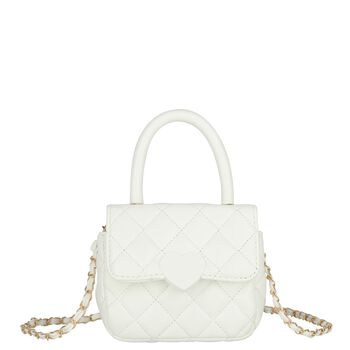 Girls Ivory Heart Quilted Handbag