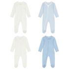 ملابس أطفال للأولاد باللونين الأبيض والأزرق (عبوة من 4 قطع), 1, hi-res