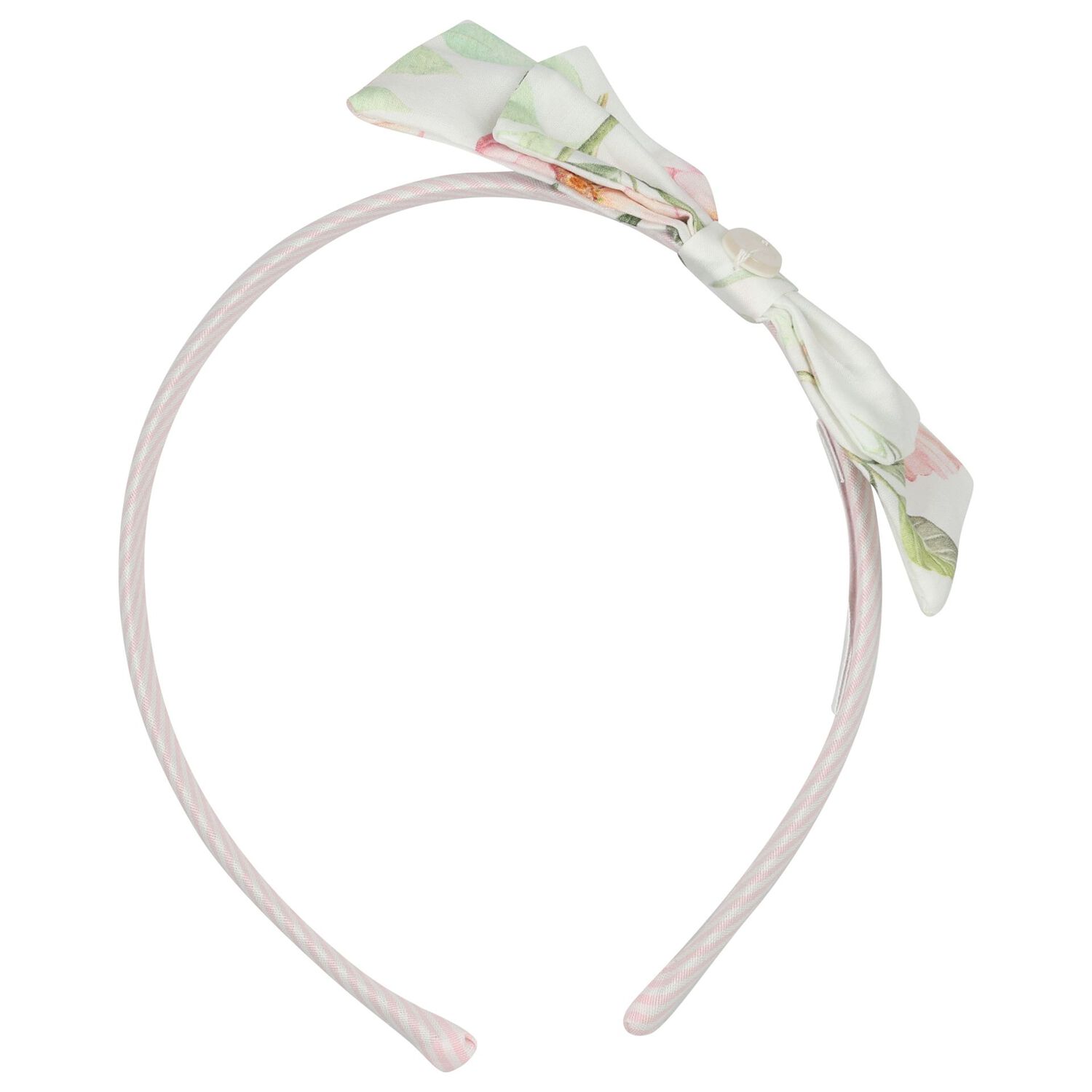 Girls White & Pink Floral Bow Headband, 2, hi-res