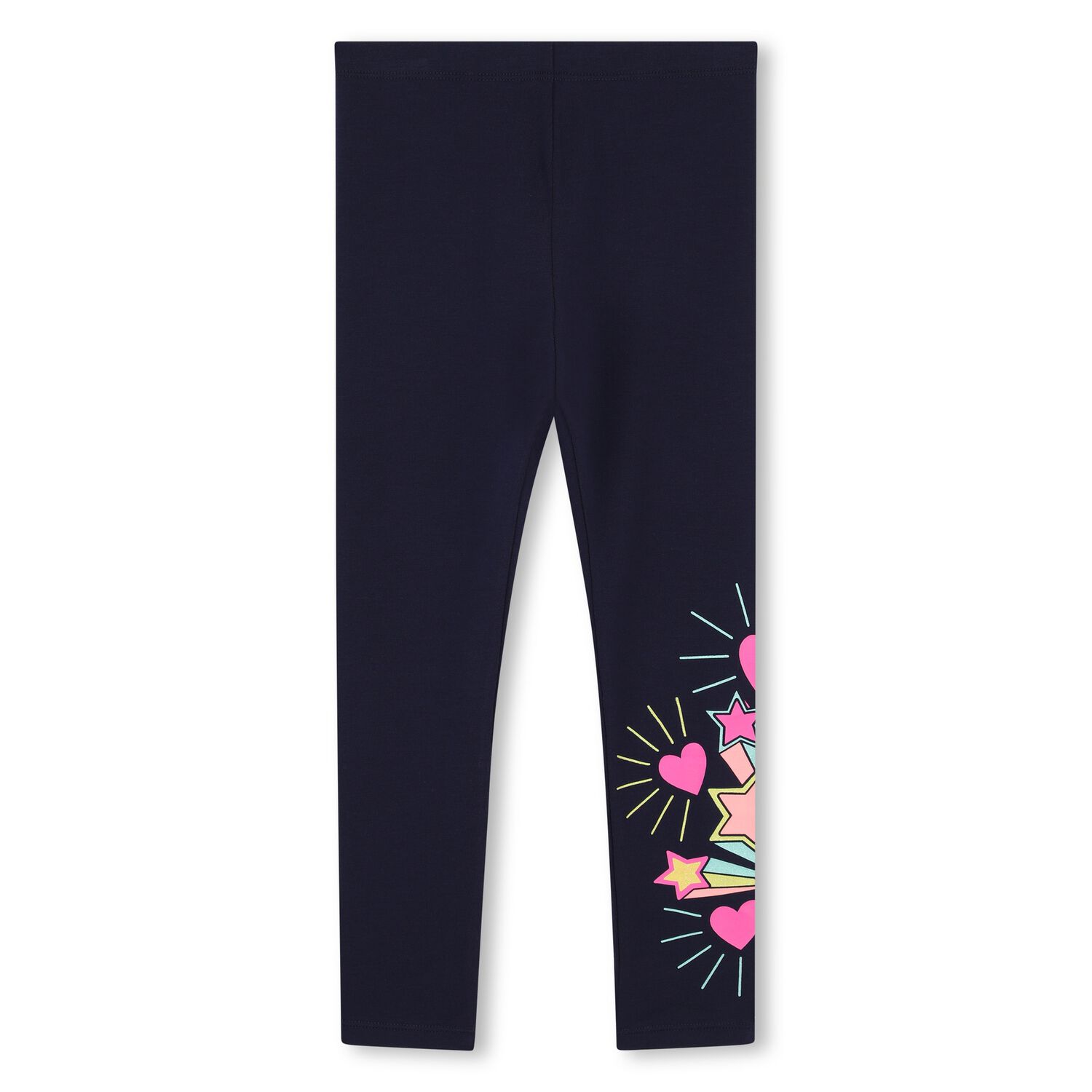 Girls Navy Blue Stars & Hearts Leggings, 2, hi-res