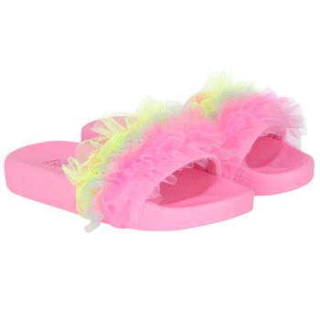 Girls Pink Tulle Sliders