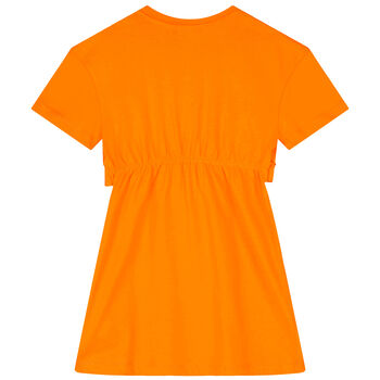 Girls Orange Logo Dress