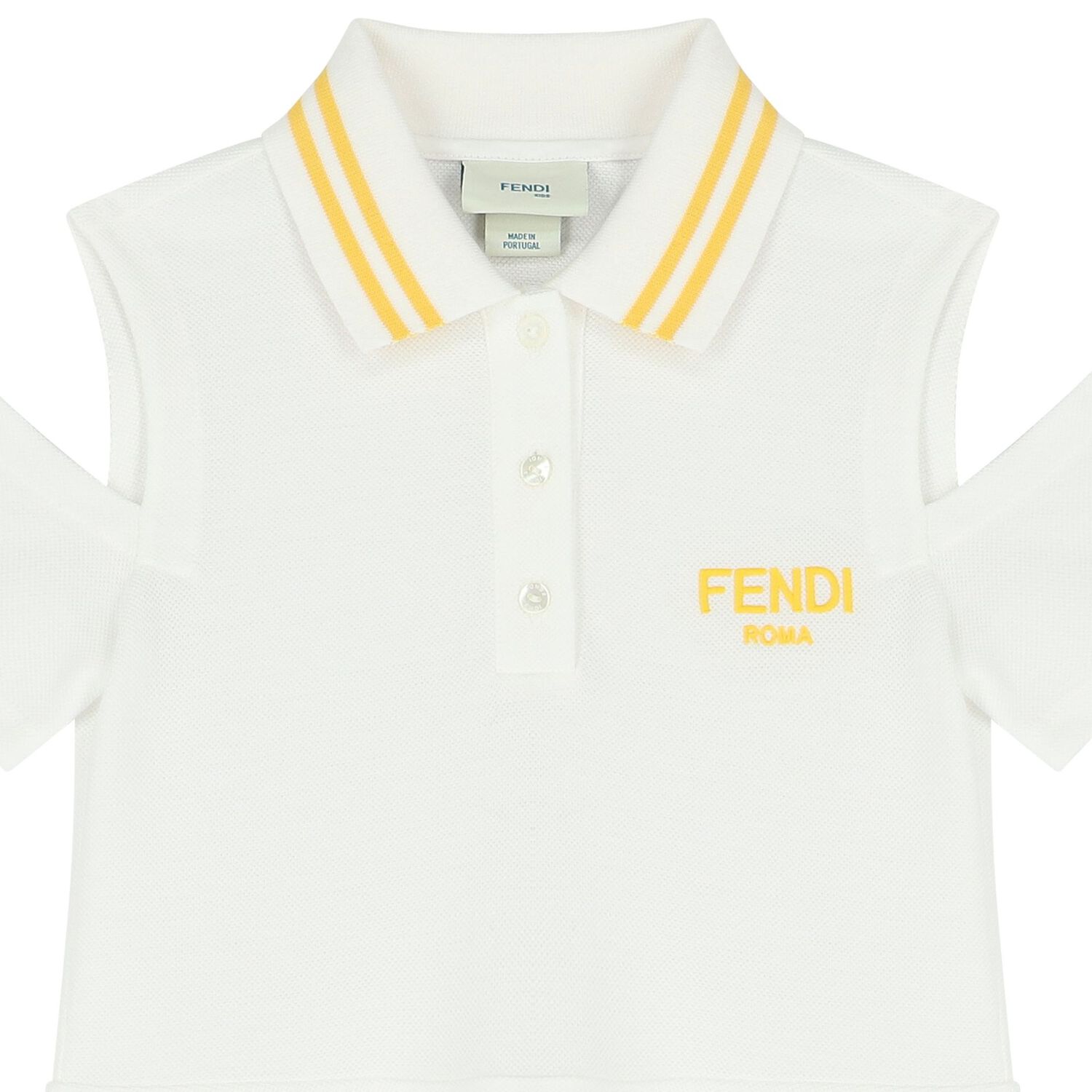 Girls White & Yellow FF Logo Polo Dress, 1, hi-res