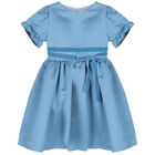 Girls Blue Bow Dress, 1, hi-res