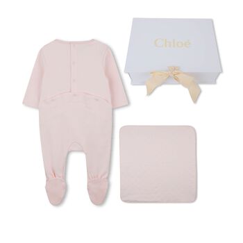 Baby Girls Pink Logo Babygrow Gift Set