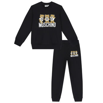 Black Teddy Bear Logo Tracksuit