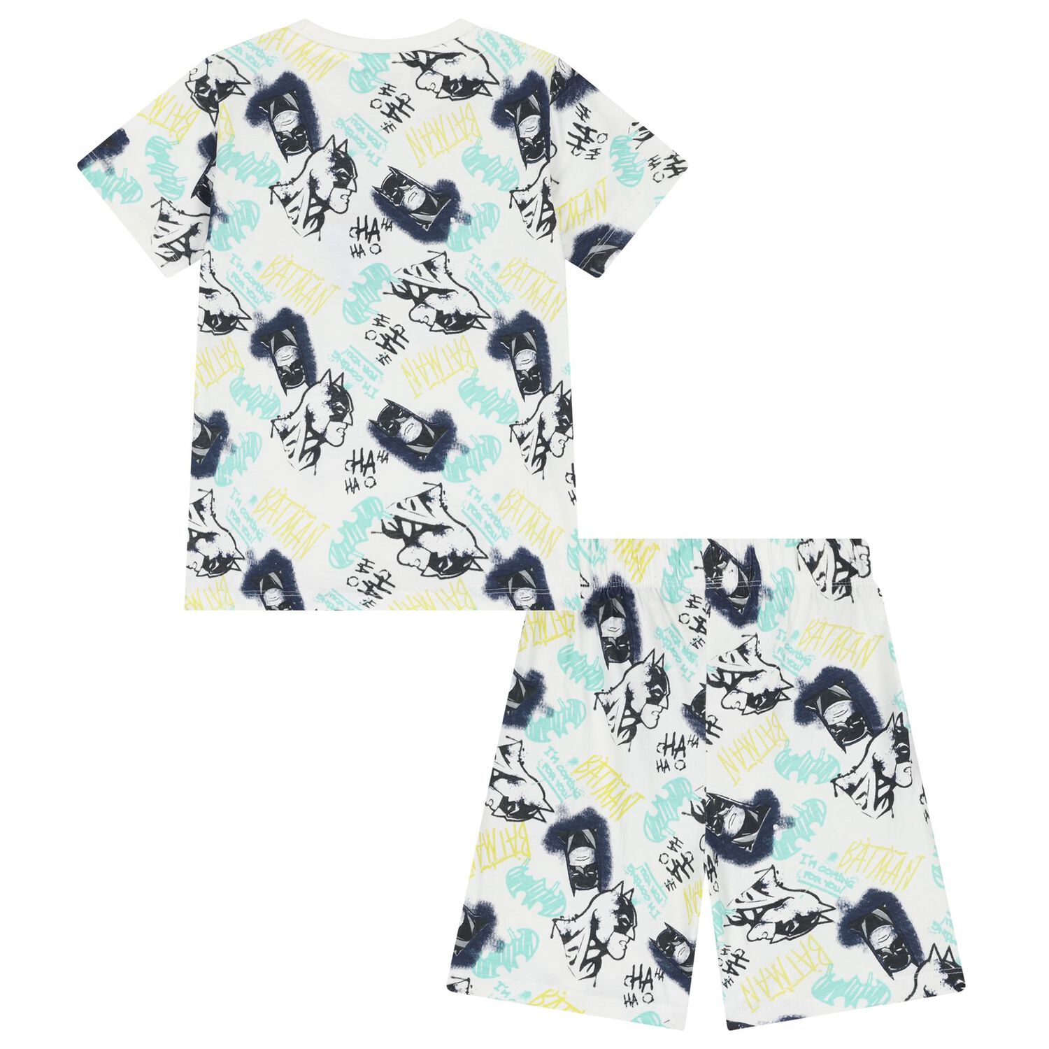 Boys White Batman Logo Shorts Set, 1, hi-res