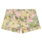 Girls Pink Floral Jacquard Shorts, 1, hi-res