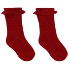 Baby Girls Red Lace & Bow Socks, 1, hi-res