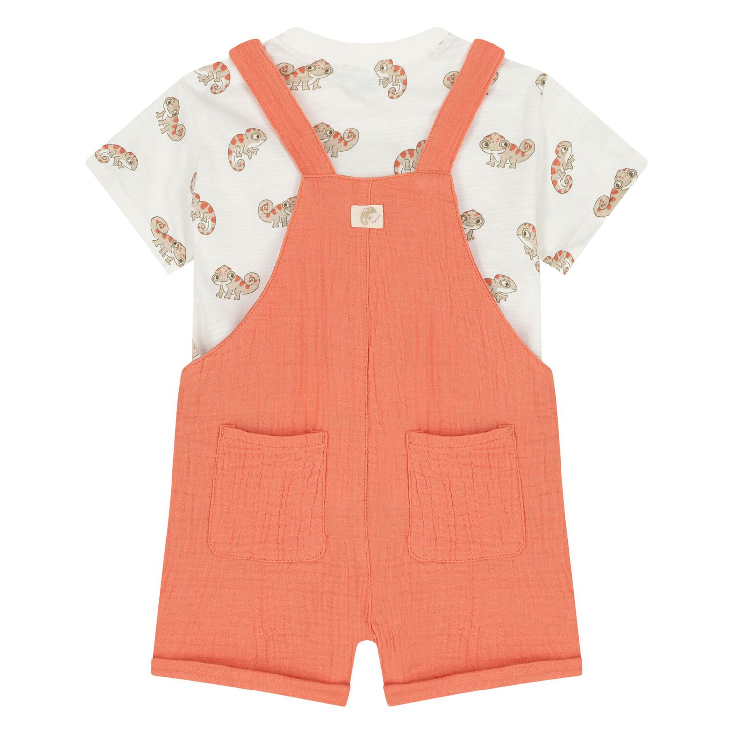 Younger Boys Orange Dungaree & Hat Set (3 Piece) , 1, hi-res