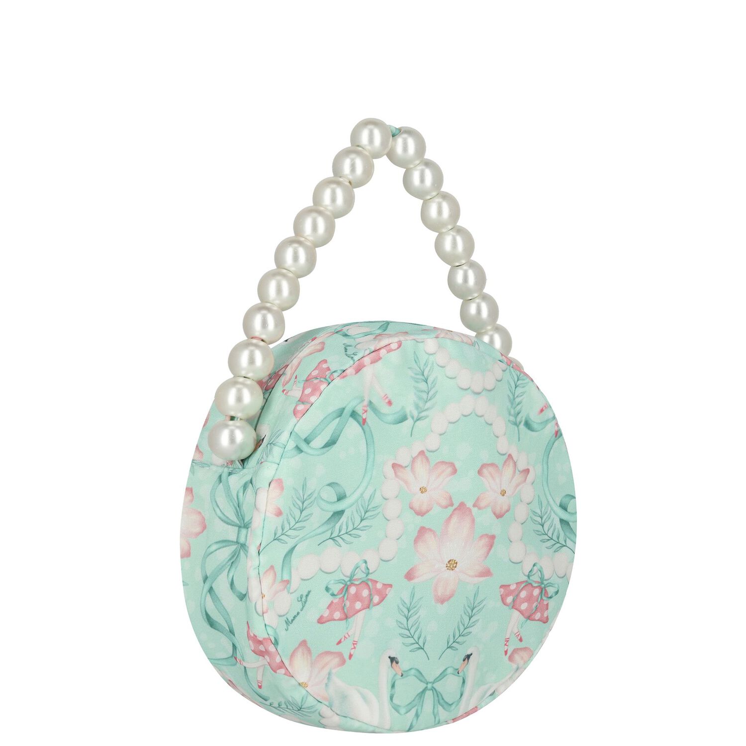 Girls Circular Mint Green Floral Bag, 1, hi-res