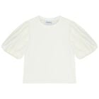 Girls Ivory Ribbed Top, 1, hi-res